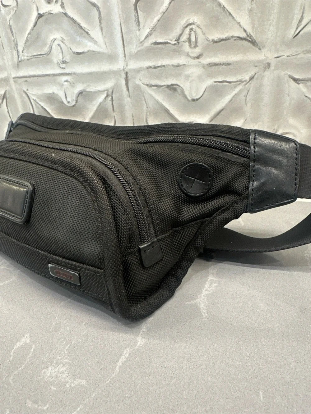Tumi Black Nylon Belt Bag with Front Pocket